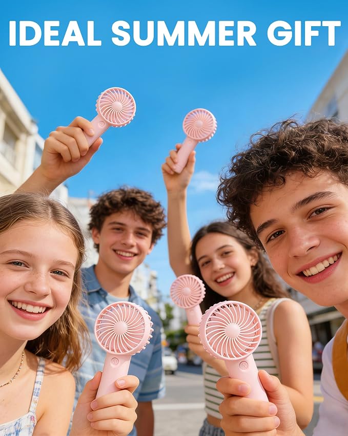 6 Pcs Mini Handheld Fan Bulk, 3 Speed Portable Personal USB Rechargeable Fan - Image 2