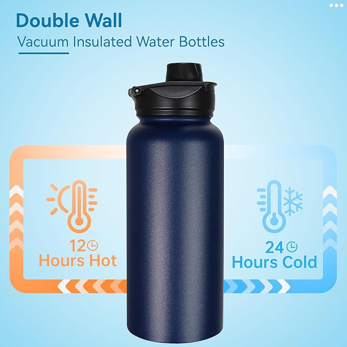 VEGOND 32 oz Insulated Water Bottle Bulk Stainless Steel Metal Water Bottles - Image 3