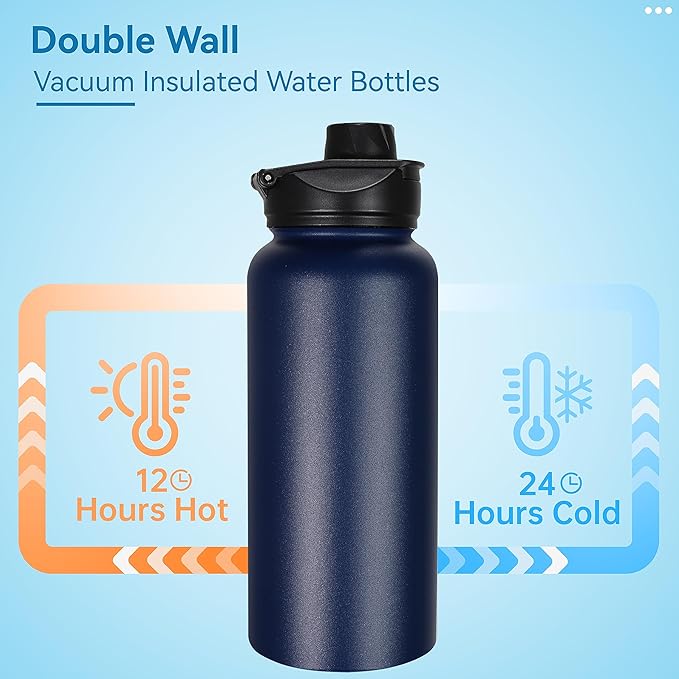 VEGOND 32 oz Insulated Water Bottle Bulk Stainless Steel Metal Water Bottles - Image 3
