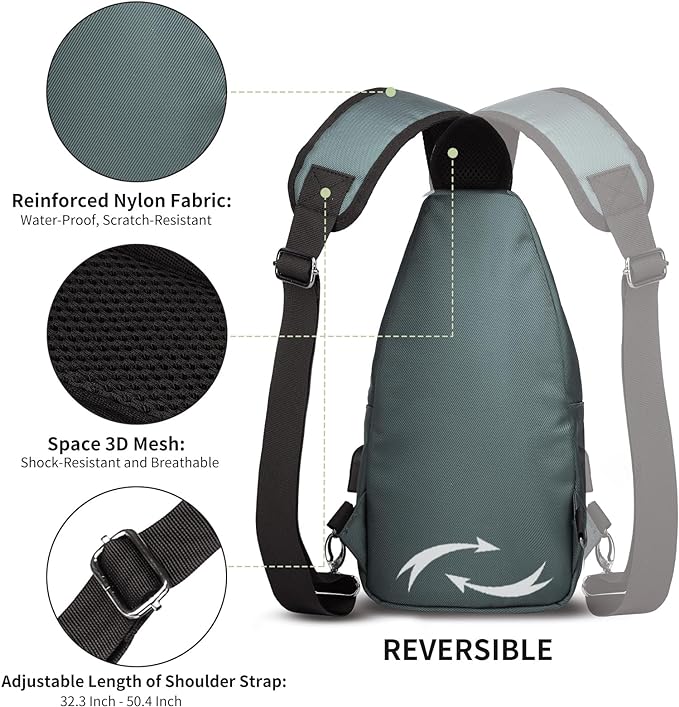 AMJ Crossbody Sling Bag Men Women, Casual Shoulder Backpack, Chest Daypack - Image 4