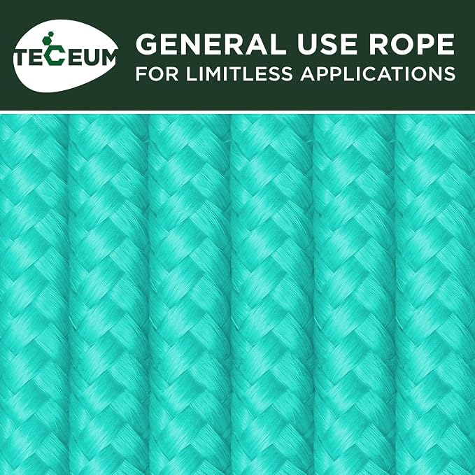 TECEUM Rope – 90 Feet x 1/4 Inch – Green Wave – Strong All-Purpose Utility Rope - Image 9