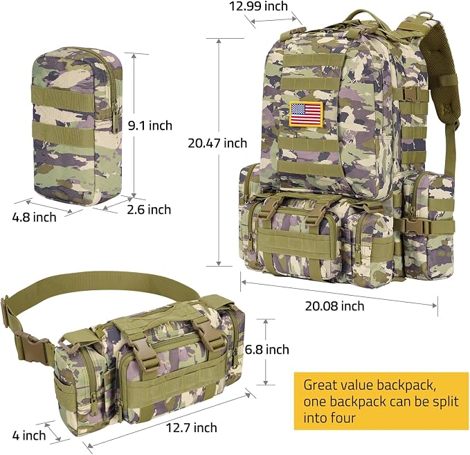 CVLIFE Tactical Backpack Military Army Rucksack 60L Large Assault Pack - Image 2