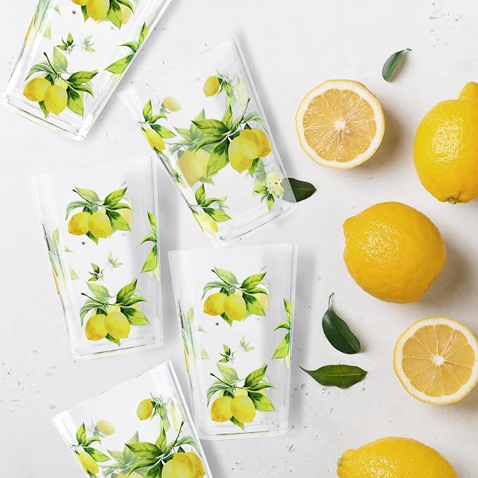 Calypso Basics Fresh Lemons, by Reston Lloyd, 8oz Acrylic Juice Drinkware - Image 7