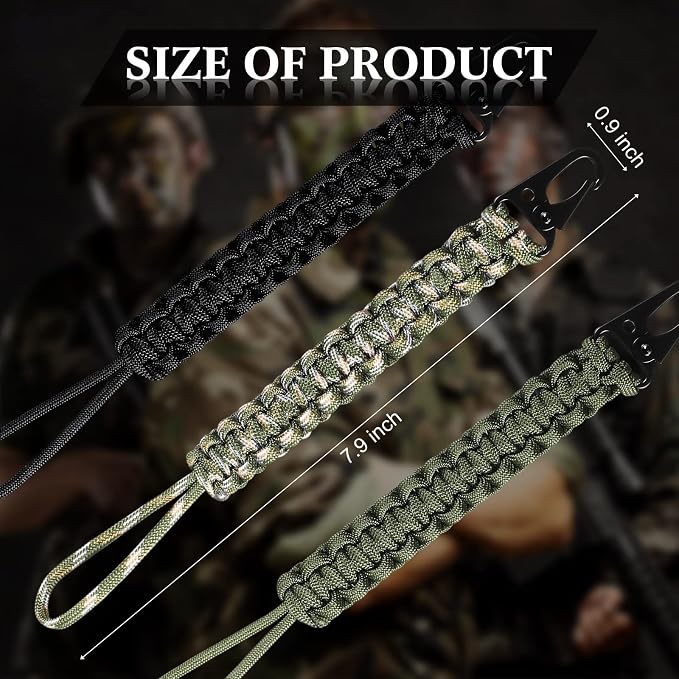 Shappy 3 Pcs Paracord Keychain Weave 550 Paracord 9 Inch Tactical Lanyard - Image 2