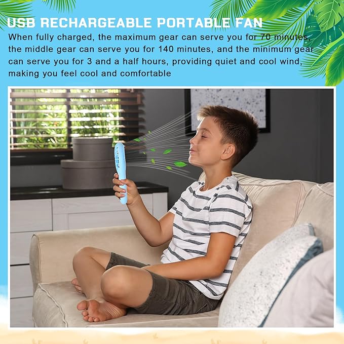 Woanger 12 Pcs Mini Handheld Fan Bulk 3 Speed USB Electric Battery Operated - Image 6