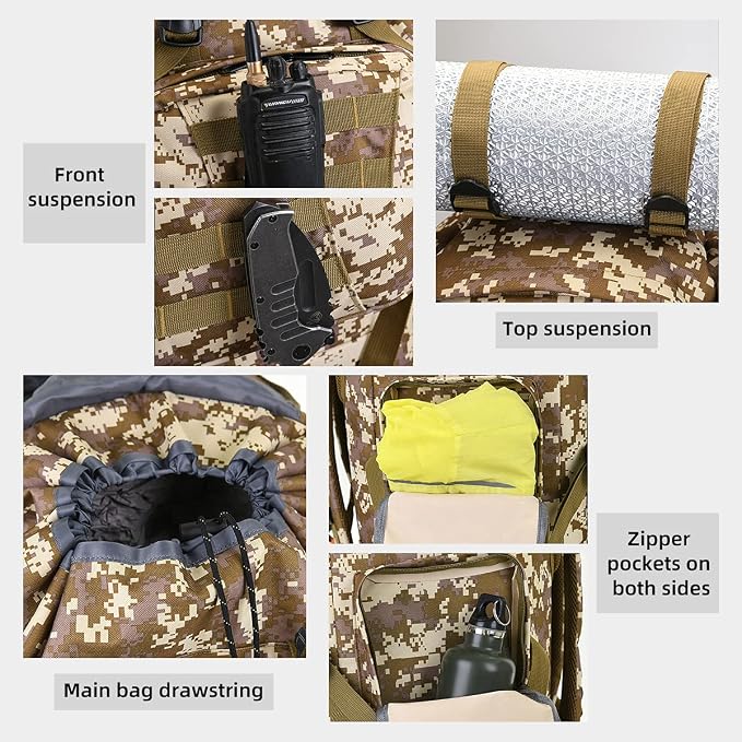 100L Camping Hiking Backpack, Molle military Tactical rucksack backpack - Image 8