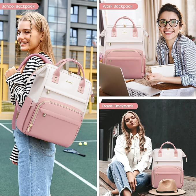 LOVEVOOK Leather Backpack for Women, 15.6 Inch Laptop Bag, Professional Work - Image 6