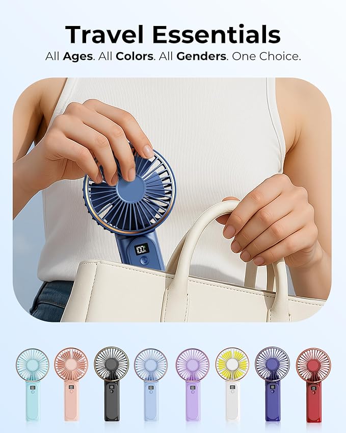 TUNISE Portable Handheld Fan, Portable Fan Rechargeable, 180° Adjustable - Image 6