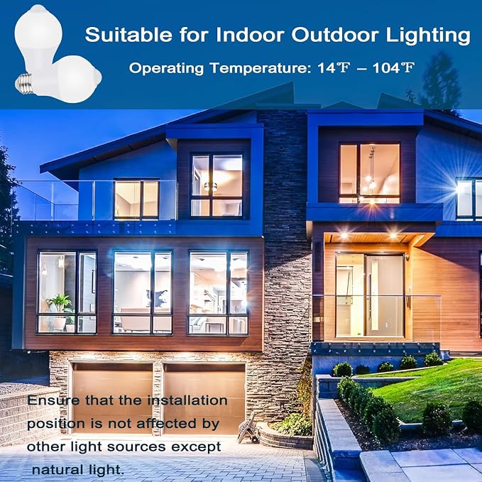 Motion Sensor Light Bulbs for Outdoor Indoor, 9W A19 Motion Detector Led Bulb - Image 6