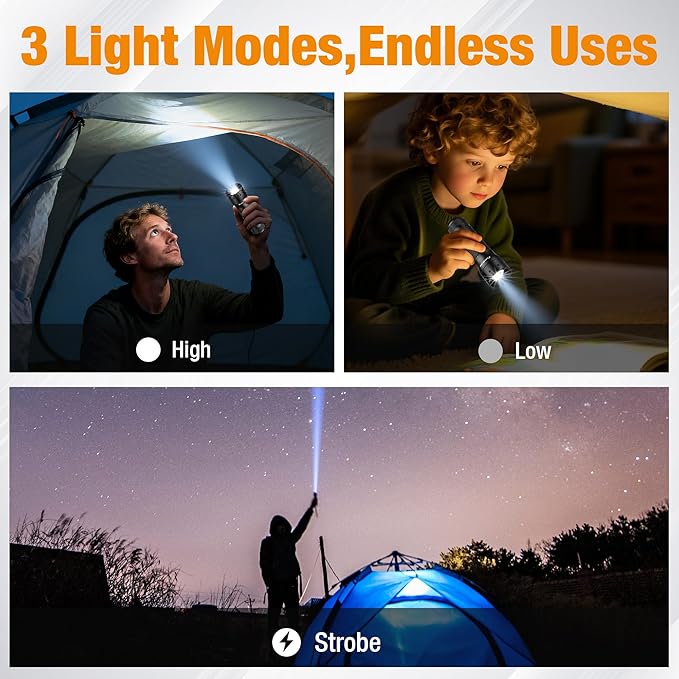 EverBrite Mini Flashlight, Zoomable LED Flash Light, 3 Modes, 3AAA Batteries - Image 3