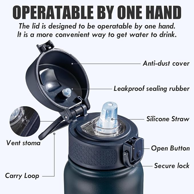 OLDLEY 12oz Kids Water Bottle, Stainless Steel Insulated Water Bottle - Image 2