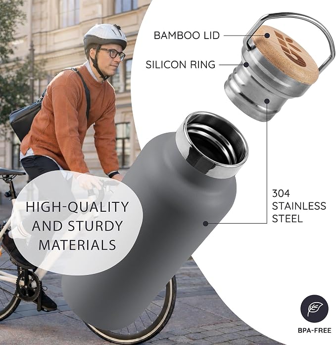 Bambaw 12 oz Stainless Steel Water Bottle, Insulated Water Bottle - Image 2