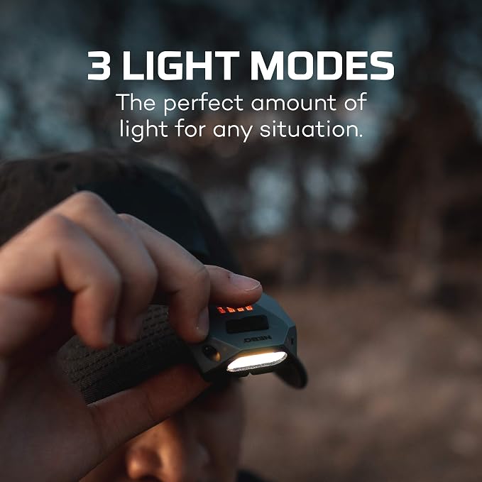 NEBO Einstein Rechargeable Cap Light | 50 Lumens, 3 Light Modes, 90 Degree - Image 4