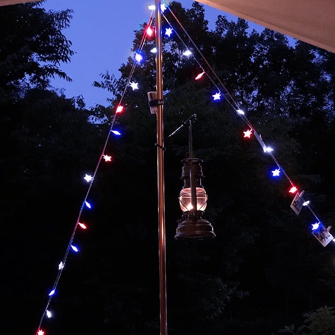 Twinkle Star 4th of July Decoration Lights, 100 LED 49FT Red White Blue Star - Image 6