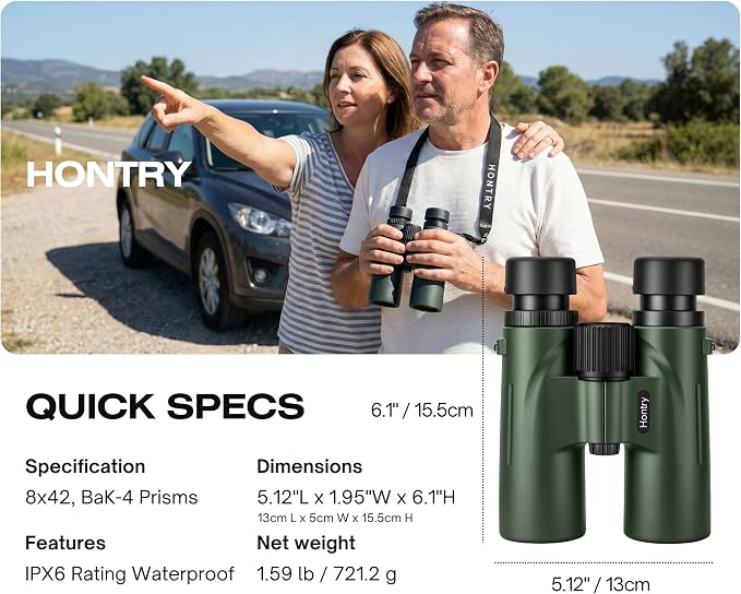 Hontry 8x42 Binoculars with IPX6 Waterproof Protection - Image 2