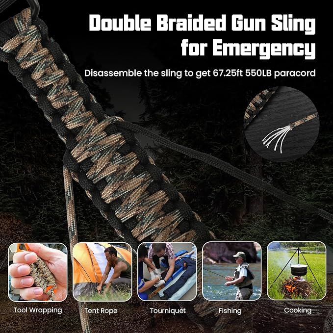 Double Braide 550LB Shotgun Sling 2 Point Paracord Rifle Sling, Non-Slip - Image 3