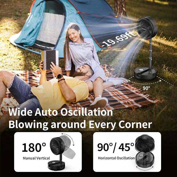 Socool 40000mAh Portable Fan Foldable Battery Rechargeable - Image 4