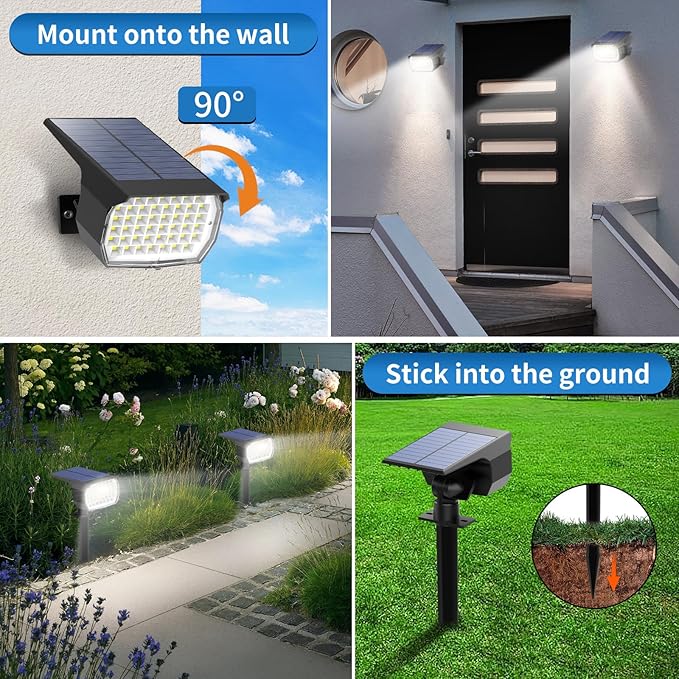 Tadyreal Solar Spot Lights Outdoor 10 Pack, Solar Landscape Spotlights - Image 5