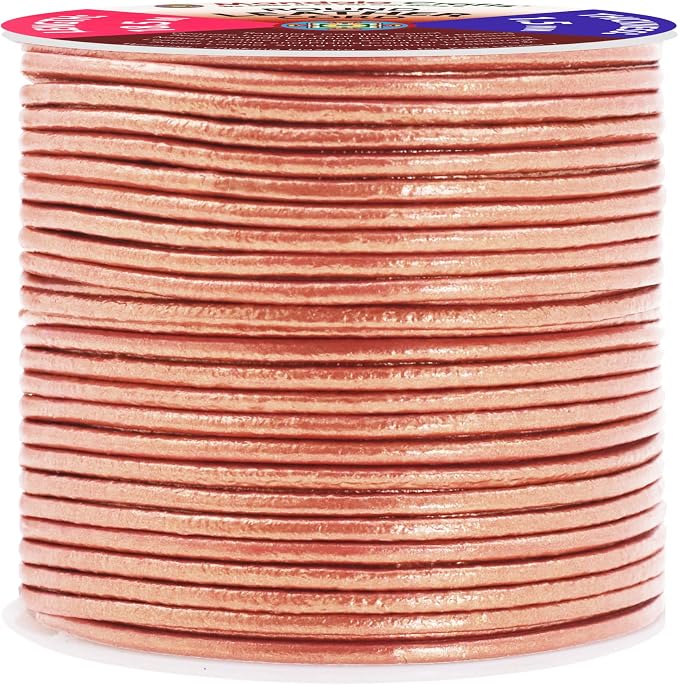 Mandala Crafts Round Genuine Rose Gold Leather Cord - Image 2
