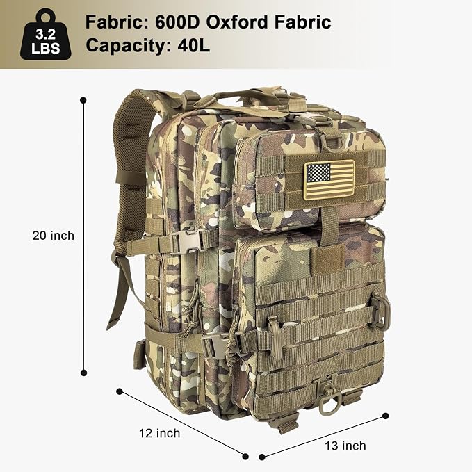 Hannibal Tactical MOLLE Assault Backpack, Tactical Backpack Military Army - Image 2