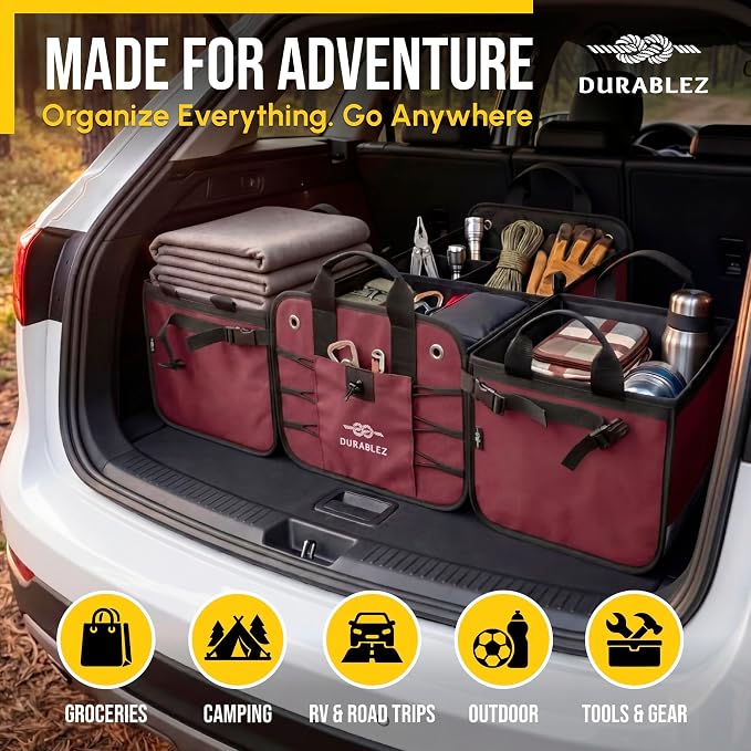 4-Section Trunk Organizer for SUV, Sedan – Modular Extra Large Cargo Bin - Image 3