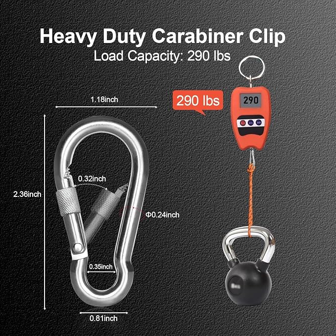 Locking Carabiner Clips, Stainless Steel Spring Snap Hook Locking Carabiner - Image 3