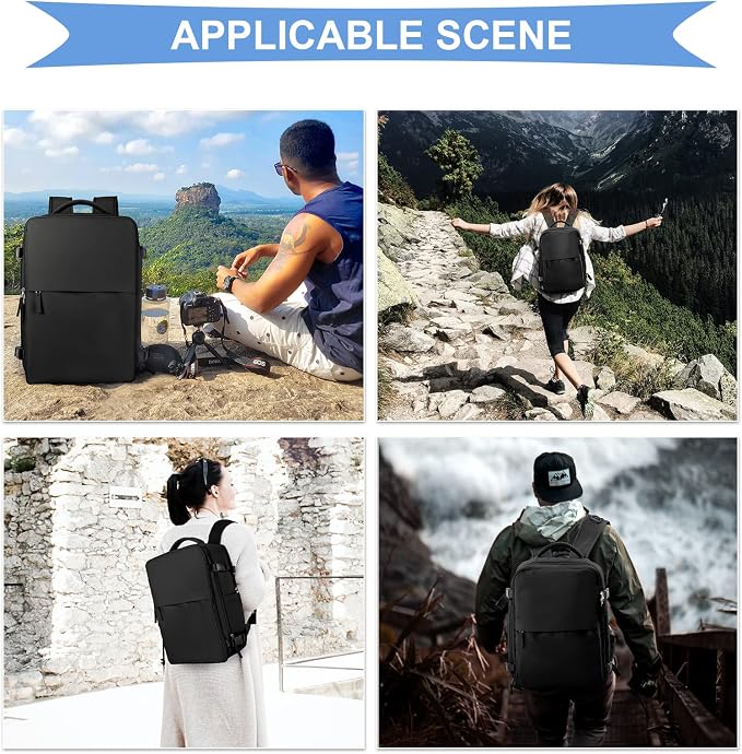 coowoz Black Travel Backpack For Women Men Airline Approved, Carry On Backpack - Image 7