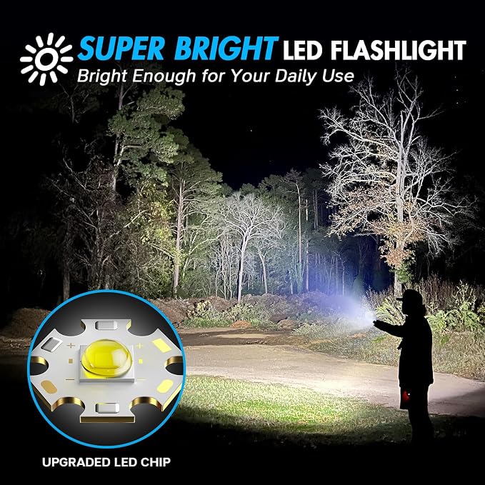 WdtPro LED Flashlight High Lumens SR2000 Pro, 2 Pack Brighter Tactical - Image 2