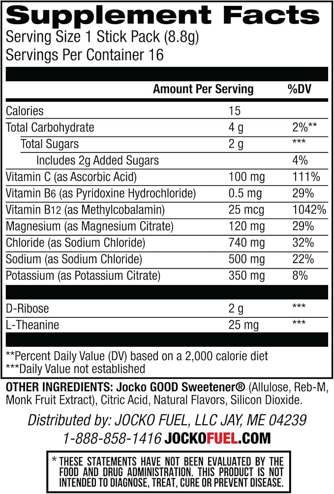 Jocko Fuel Hydrate Electrolytes Powder Packets Low Sugar - Image 3