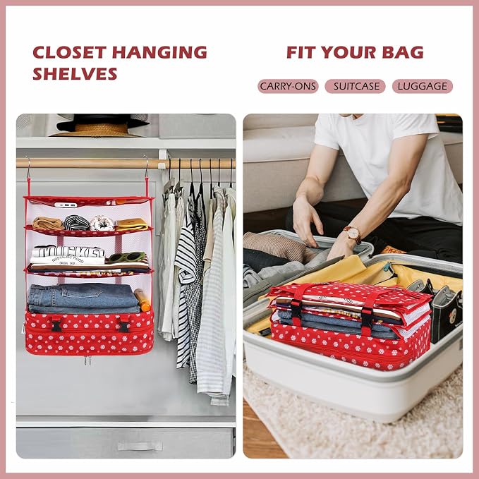 Surblue Hanging Closet Storage Bag Collapsible 3-Shelf Washable Oxford Fabric - Image 2