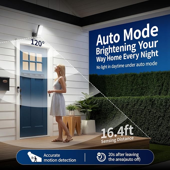 TANBABY 12000mAh Wireless Motion Sensor Outdoor Lights, Rechargeable Battery - Image 3