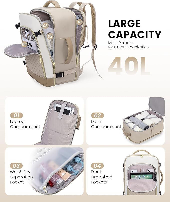 LOVEVOOK Large Travel Backpack for Women, TSA Carry on Backpack for Airplanes - Image 4