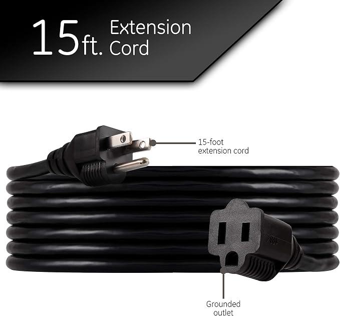 UltraPro Outdoor Extension Cord, 15 Ft, Heavy Duty, UL Certified 3 Prong - Image 2