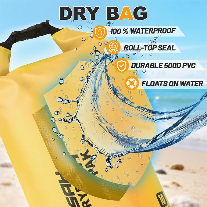 Waterproof Dry Bag, 5L/10L/20L/30L/40L Roll Top Lightweight Storage Backpack - Image 3