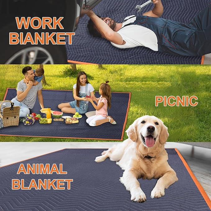 2 Moving Blankets 72x80in with 1 Elastic Rubber Band – Durable Quilted Moving - Image 5