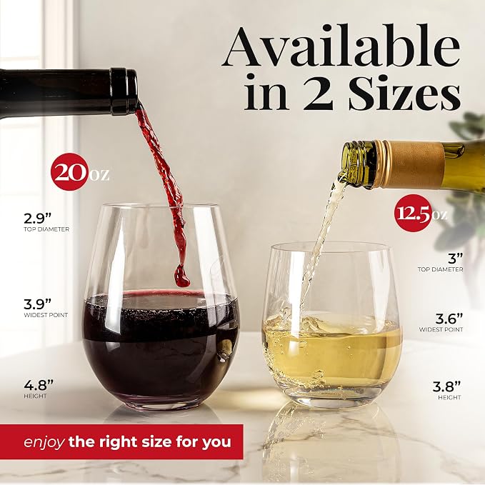 Vivocci Unbreakable Plastic Stemless Wine Glasses 20 oz | 100% Tritan Heavy - Image 5