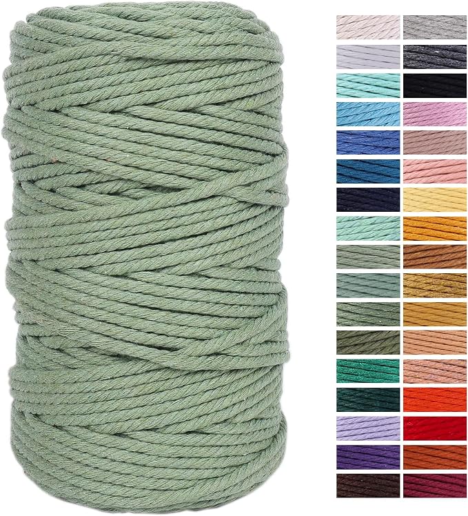 Avocado Green Macrame Cord 4mm x 109Yards, Colored Cotton Rope Craft Cord by AestheticDesignforYou