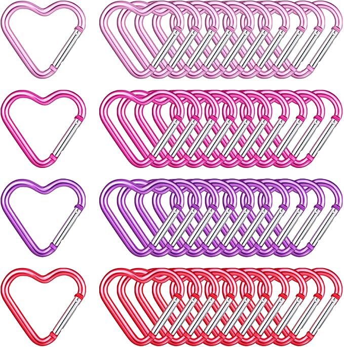 Shimeyao Heart Keychain Clips Bulk, Aluminum Alloy Snap Heart Shaped Carabiner by Shimeyao