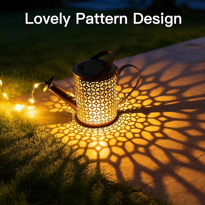 Ollny Solar Watering Can with Cascading Lights Outdoor Garden Decor, Birthday - Image 2