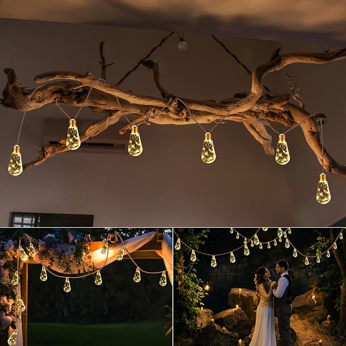 Solar Outdoor String Lights, 20Ft Vintage Rope Hemp Solar Patio Lights - Image 7
