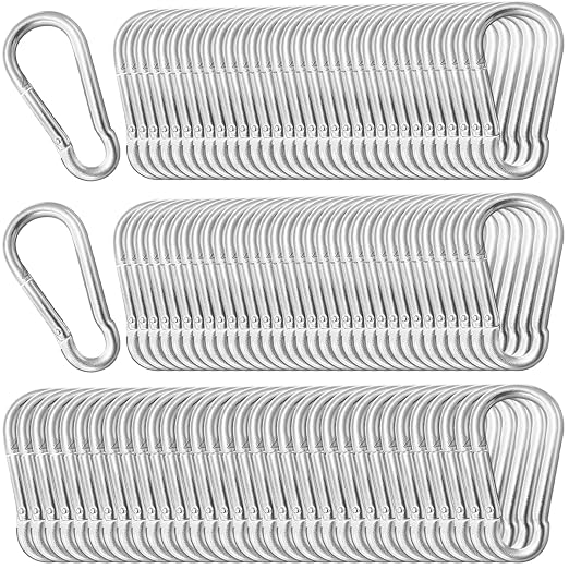 150 Pack 2" Heavy Duty Carabiner Clips, M5 Sliver Galvanized Steel Spring Snap by SEUNGCH
