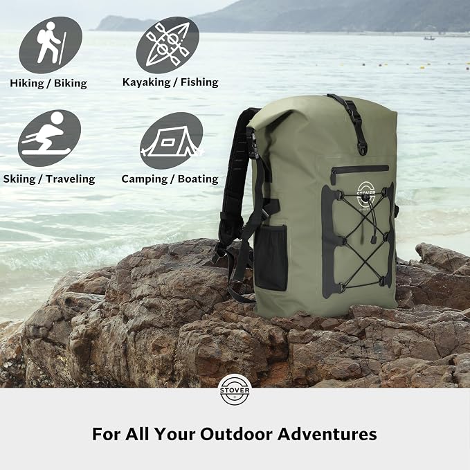 STOVER 5/10/25/30/40/55L Waterproof Dry Bag- Roll-Top Backpack w/Phone Case- - Image 6