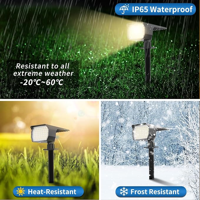 WENATY Solar Spot Lights Outdoor Waterproof IP65, 12 Pack Landscape Spotlights - Image 4