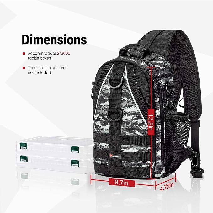 Piscifun Fishing Backpack with Rod Holder, Lightweight Sling Bag Storge Gear - Image 5