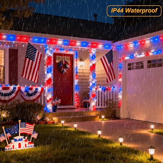 Pooqla 200 LED 66 FT 4th of July Decorations Lights, Outdoor Independence Day - Image 3