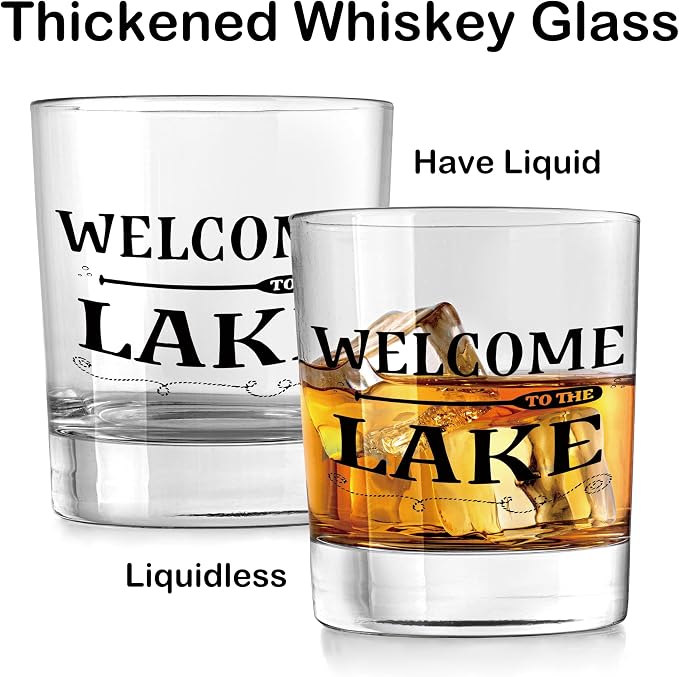Nogrit Lake House Decor Gifts Whiskey Glasses 10 Oz, Welcome to the Lake - Image 5