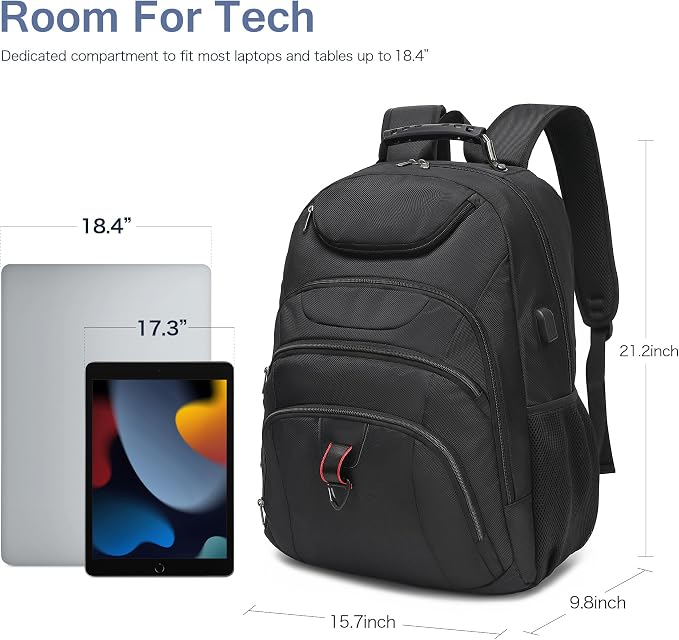 Extra Large Laptop Backpack for Men, 37L Gaming Laptop Backpack, 18.4Inch - Image 2