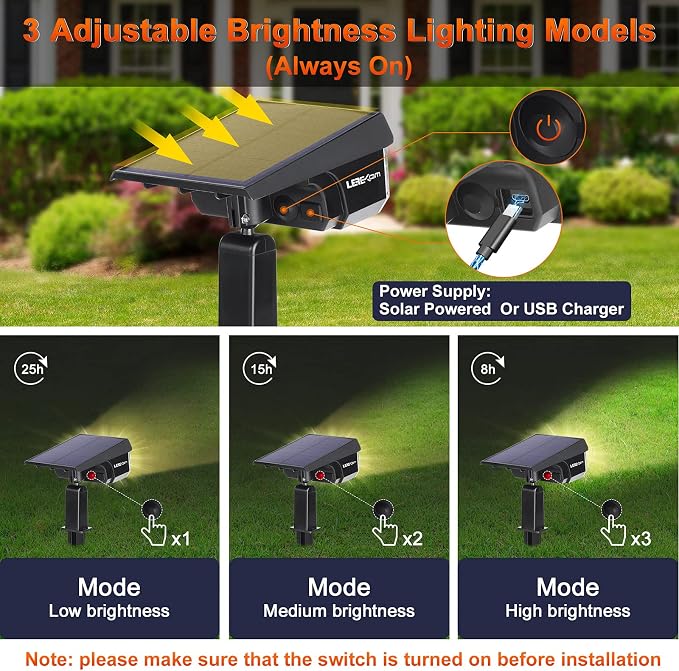 LEREKAM 40 LEDs Spotlights, IP65 Waterproof Solar Powered Landscape Spotlights - Image 4