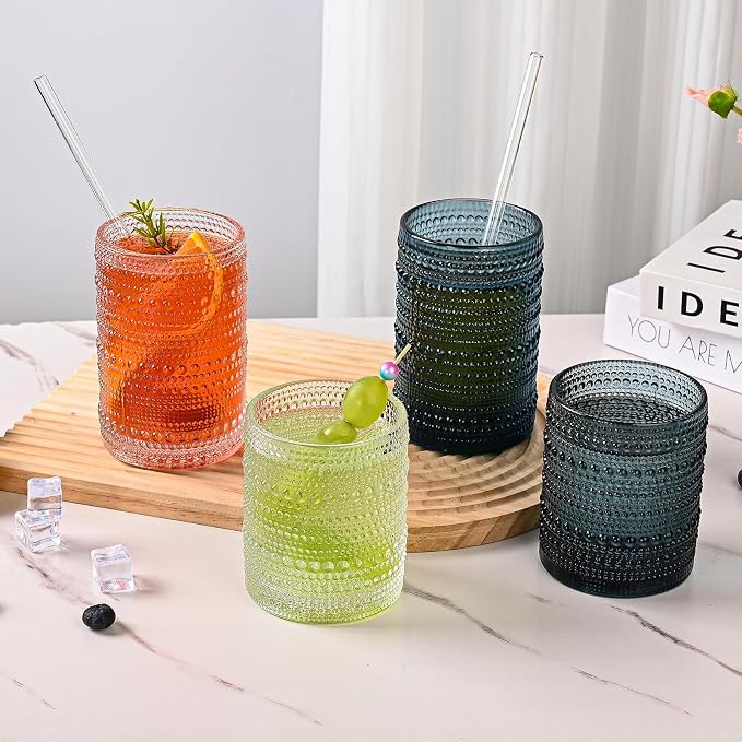 ZMOWIPDL Vintage Glassware Drinking Glasses Set of 12, Embossed Water Tumbler - Image 6