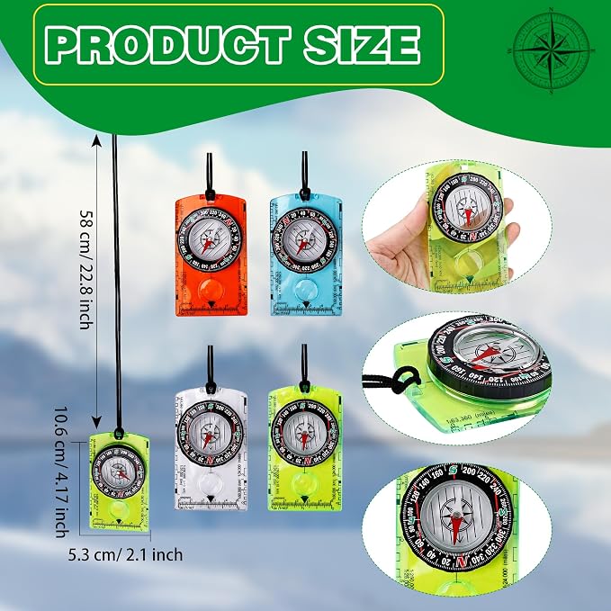 16 Pcs Orienteering Compass Acrylic Hiking Compass - Image 2